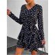 V Neck Ruffles Dots Leopard Short Dresses