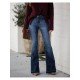 Ladies Vintage Deep Blue Flare Jeans