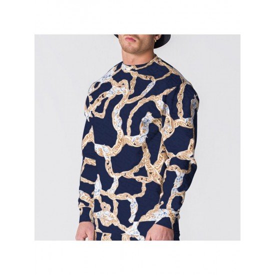  Men's Printing Crew Neck Long Sleeve Sweatshirts