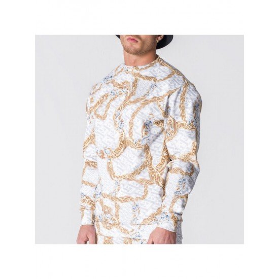  Men's Printing Crew Neck Long Sleeve Sweatshirts