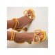 Faux Pearl Bow Goblet Heel Heeled Sandals 