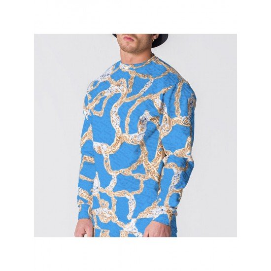  Men's Printing Crew Neck Long Sleeve Sweatshirts