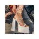 Ladies Lace Up Platform Chunky Heeled Sandals 