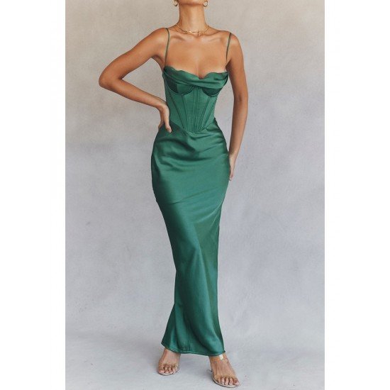 Ladies Satin Vintage Sleeveless Prom Maxi Dresses