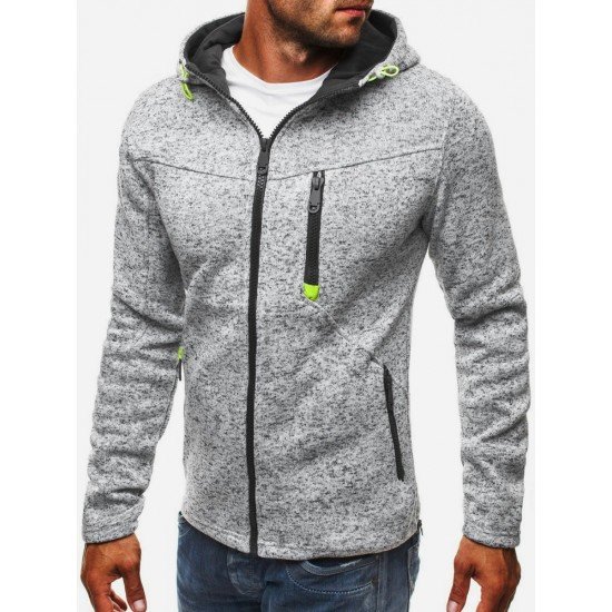  Casual Loose Pure Color Hooded Men's Coats