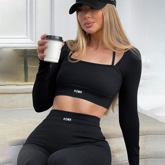 Workout Matching Cropped Top And Trousers Jogger Sets