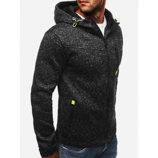  Casual Loose Pure Color Hooded Men's Coats