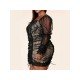  Summer Squre Collar Lace Women's Long Sleeve Dress