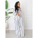  Fashion Striped Top And Trouser Women's Suits