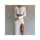 Ladies Matching White Slit Maxi Skirt And Top Sets