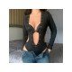  Sexy Hollowed Out Ring Patchwork Women's Bodysuits