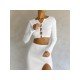 Ladies Matching White Slit Maxi Skirt And Top Sets