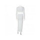 Ladies Matching White Slit Maxi Skirt And Top Sets