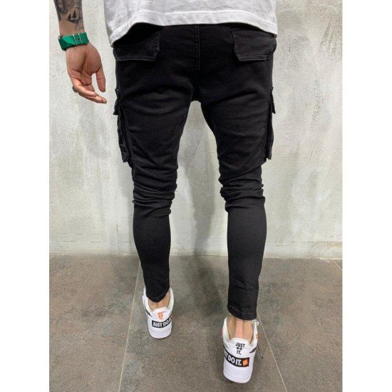 Black Pockets Skinny Jeans For Men