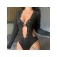  Sexy Hollowed Out Ring Patchwork Women's Bodysuits