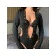  Sexy Hollowed Out Ring Patchwork Women's Bodysuits