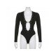  Sexy Hollowed Out Ring Patchwork Women's Bodysuits