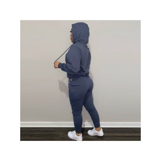 Pockets Solid Women Matching 2 Piece Jogger Sets