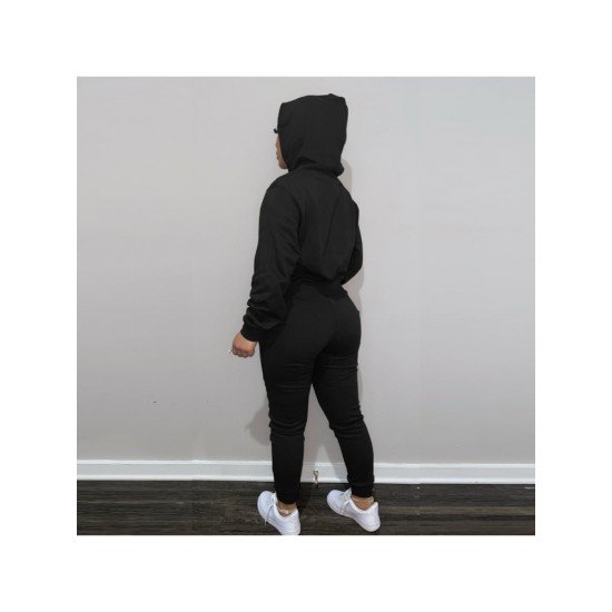 Pockets Solid Women Matching 2 Piece Jogger Sets