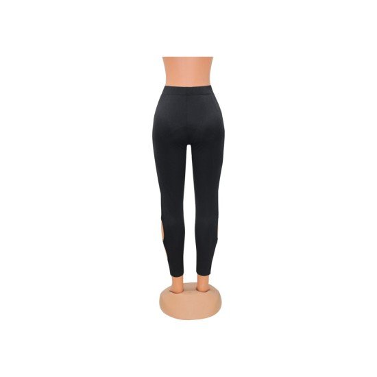 Seductive Black Cut Out Skinny Trousers For Women