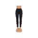 Seductive Black Cut Out Skinny Trousers For Women