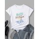 Letter Printed Short Sleeve T Shirts For Women