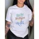 Letter Printed Short Sleeve T Shirts For Women