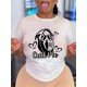 Ghost Heart Graphic Crew Neck Short Sleeve Women T Shirts