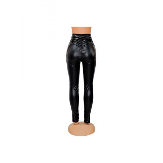  Sexy Tight PU Leather Ruched Women's Pants