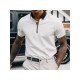  Men's Summer Contrast Color Zipper Up Polo Shirt