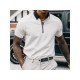  Men's Summer Contrast Color Zipper Up Polo Shirt