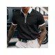  Men's Summer Contrast Color Zipper Up Polo Shirt