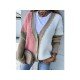  2022 Loose V-Neck Knitting Colorblock Cardigan Sweater