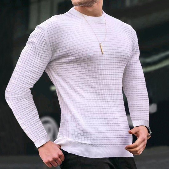  Pure Color Crew Neck Loose Men's Top