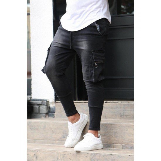  Fashion Pure Color Zipper Men's Denim Jeans