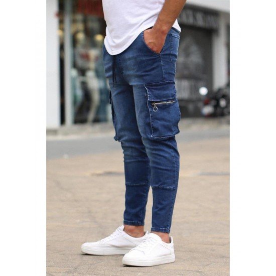  Fashion Pure Color Zipper Men's Denim Jeans