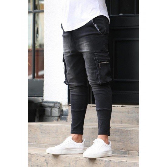  Fashion Pure Color Zipper Men's Denim Jeans