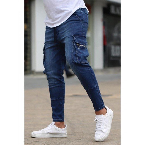  Fashion Pure Color Zipper Men's Denim Jeans