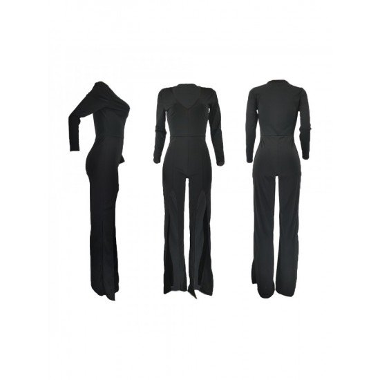 V Neck Slit Jumpsuits For Women