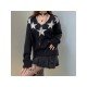 Star Pattern V Neck Black Pullover Sweaters