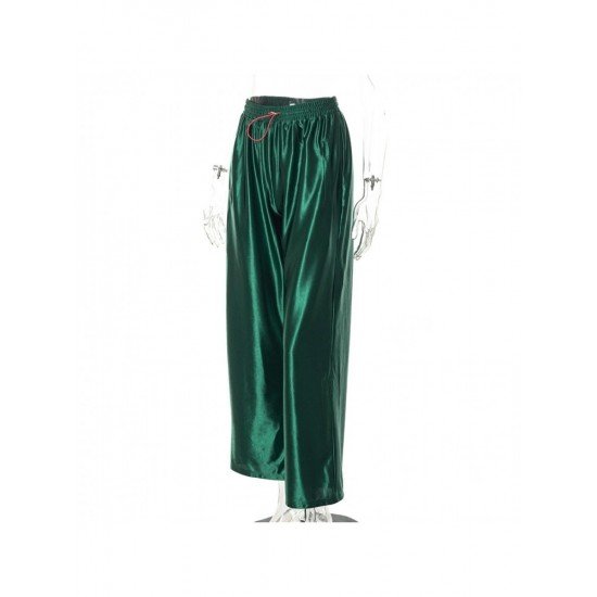 Casual Solid Drawstring Long Pants For Women