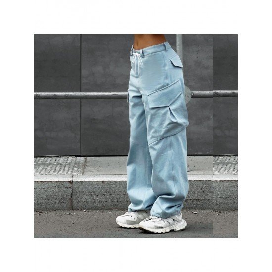 Casual Pure Color Cargo Trousers For Women