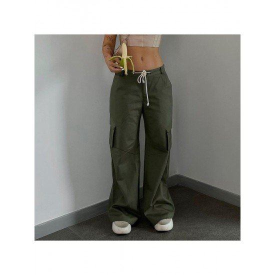 Casual Pure Color Cargo Trousers For Women