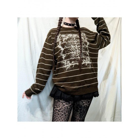 Striped Pattern Loose Women Sweaters