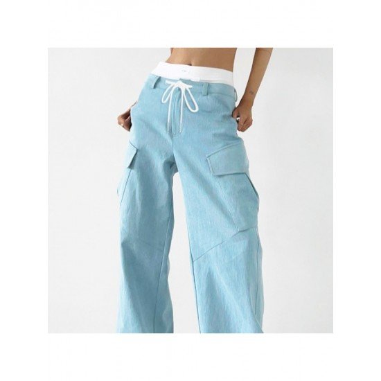 Casual Pure Color Cargo Trousers For Women