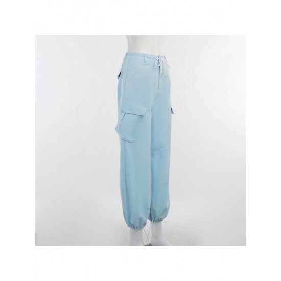 Casual Pure Color Cargo Trousers For Women