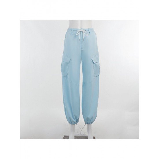 Casual Pure Color Cargo Trousers For Women