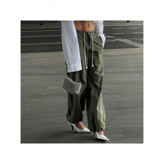 Casual Pure Color Cargo Trousers For Women