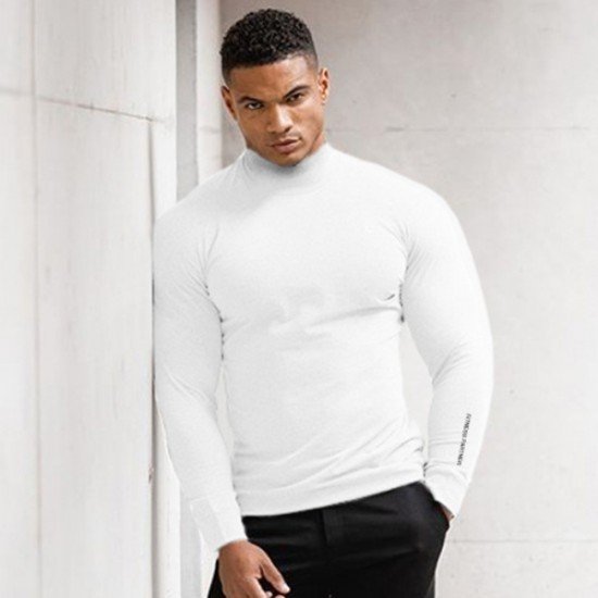  Men's Skinny Round Neck Long Sleeve Top