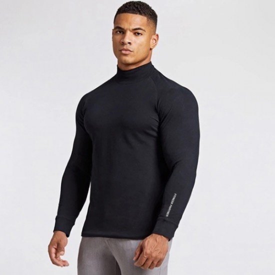  Men's Skinny Round Neck Long Sleeve Top